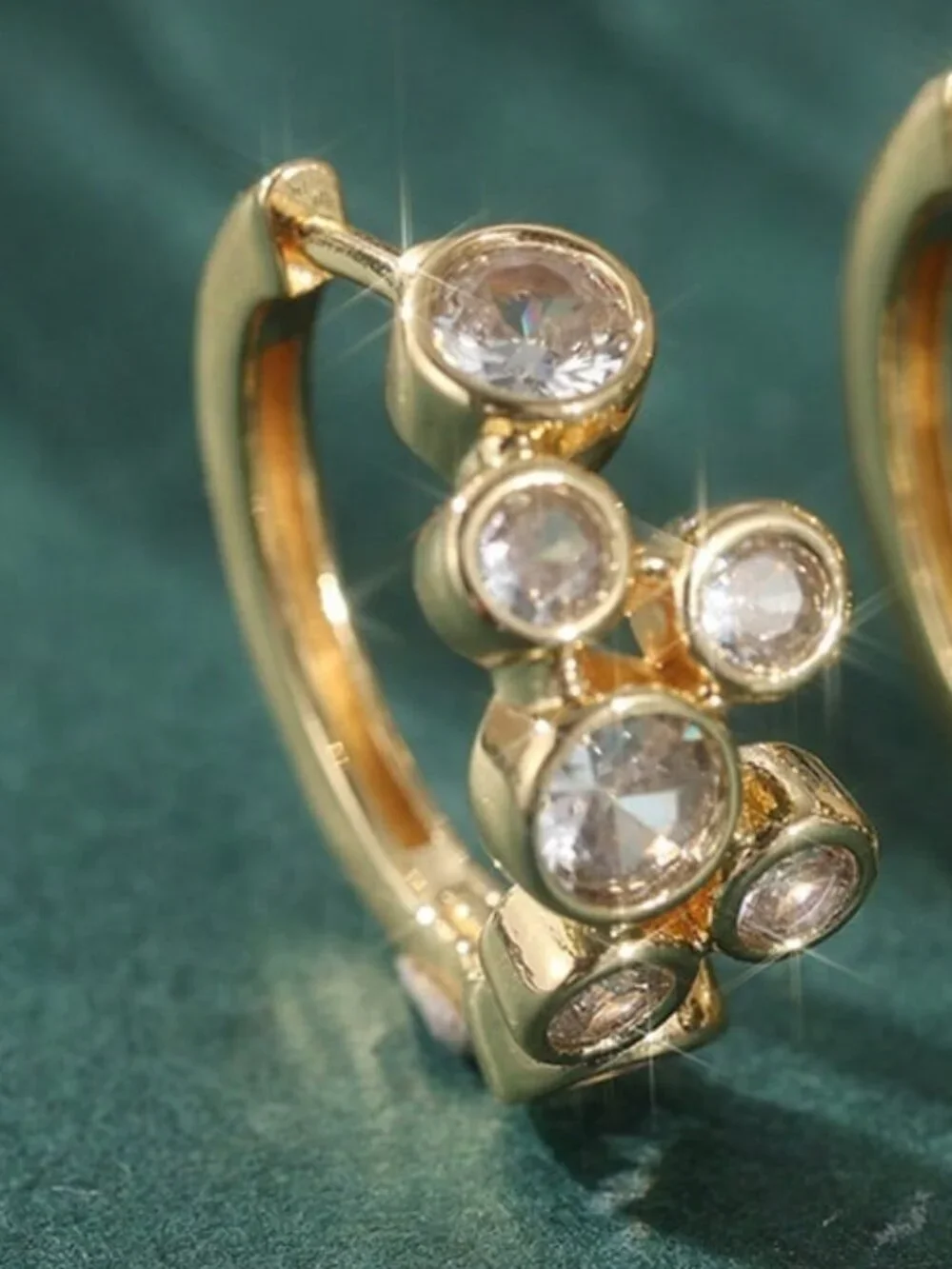 Gold Boho Women's Luxury Bubble Bezel Round Sparkling Cubic Zirconia Earrings